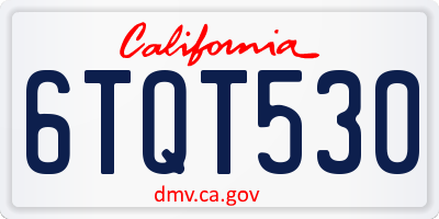 CA license plate 6TQT530