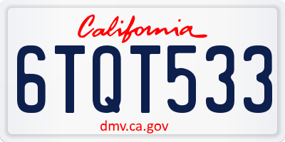 CA license plate 6TQT533