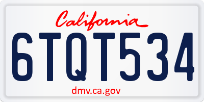 CA license plate 6TQT534