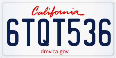 CA license plate 6TQT536