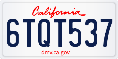 CA license plate 6TQT537