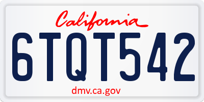 CA license plate 6TQT542