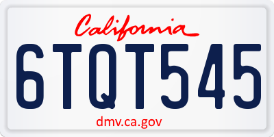 CA license plate 6TQT545