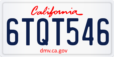 CA license plate 6TQT546