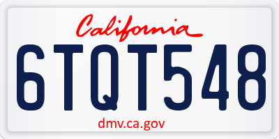 CA license plate 6TQT548