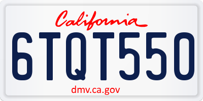 CA license plate 6TQT550