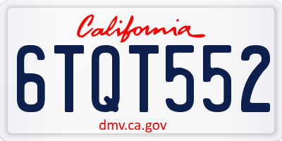 CA license plate 6TQT552