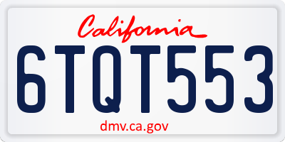 CA license plate 6TQT553