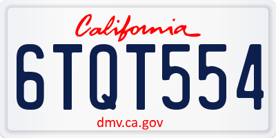 CA license plate 6TQT554