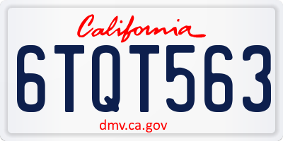 CA license plate 6TQT563