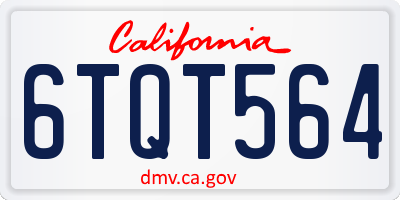 CA license plate 6TQT564