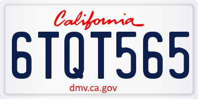 CA license plate 6TQT565