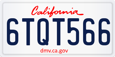 CA license plate 6TQT566