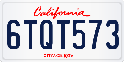 CA license plate 6TQT573