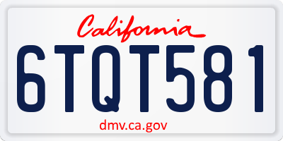 CA license plate 6TQT581