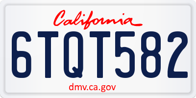 CA license plate 6TQT582