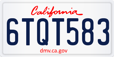 CA license plate 6TQT583