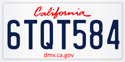 CA license plate 6TQT584