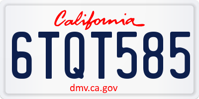 CA license plate 6TQT585