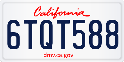 CA license plate 6TQT588