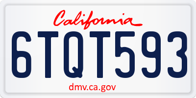 CA license plate 6TQT593