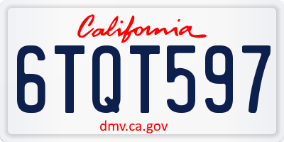 CA license plate 6TQT597