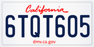 CA license plate 6TQT605