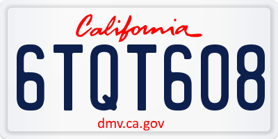 CA license plate 6TQT608