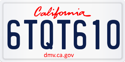 CA license plate 6TQT610