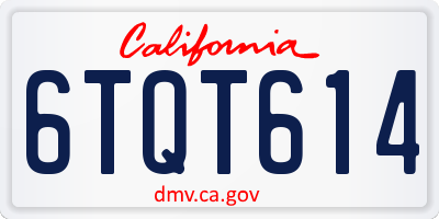 CA license plate 6TQT614