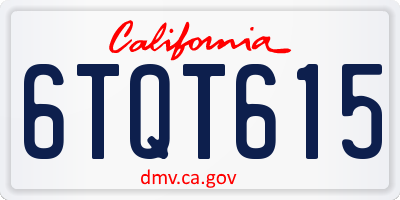CA license plate 6TQT615