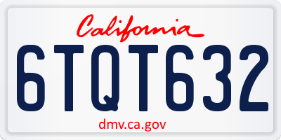 CA license plate 6TQT632