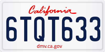 CA license plate 6TQT633