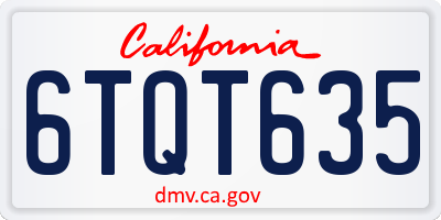 CA license plate 6TQT635