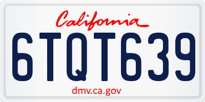 CA license plate 6TQT639