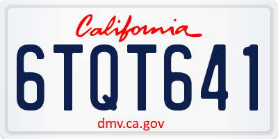 CA license plate 6TQT641