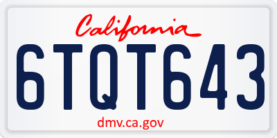 CA license plate 6TQT643