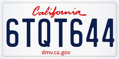 CA license plate 6TQT644