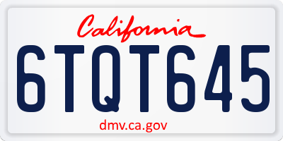 CA license plate 6TQT645