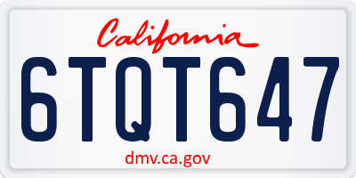 CA license plate 6TQT647