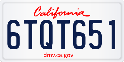 CA license plate 6TQT651