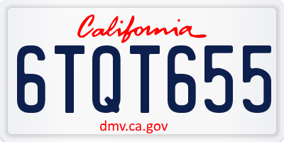 CA license plate 6TQT655