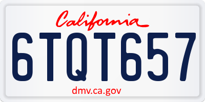 CA license plate 6TQT657