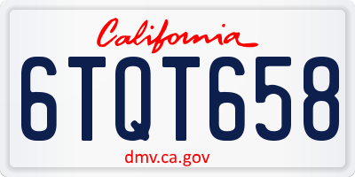 CA license plate 6TQT658