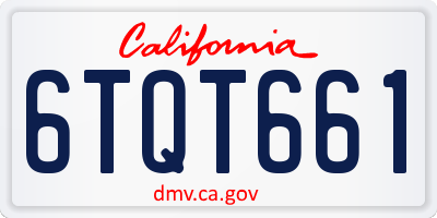 CA license plate 6TQT661