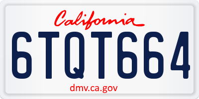 CA license plate 6TQT664