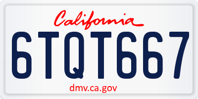 CA license plate 6TQT667