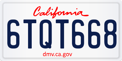 CA license plate 6TQT668