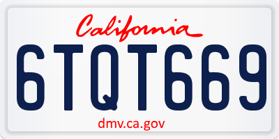 CA license plate 6TQT669