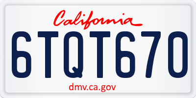 CA license plate 6TQT670